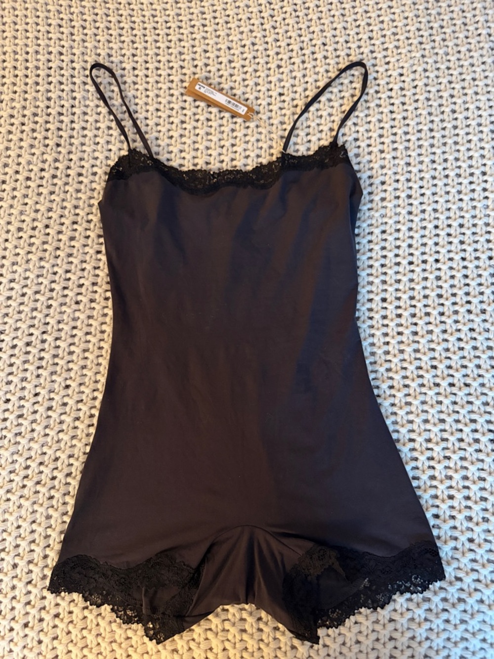 SKIMS Black Lace-Trim Fits Everybody Romper